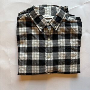 Janie and Jack Plaid Black and White Men's Shirt